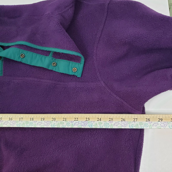 Vintage Woolrich Fleece Womens XLarge 1/4 Snap Baggy Purple/Teal Retro 90s - Picture 9 of 9